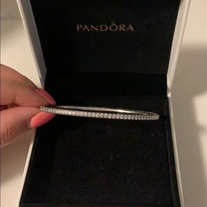 Pandora silver bangle with gemstones